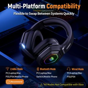 Ozeino Wireless Gaming Headset – Over-Ear, Noise Cancelling, Black