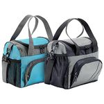 FATMUG Polyester Lunch Bags For Office Men Women - Insulated Tiffin Bag With Zip - Set Of 2 (Grey, Sky Blue), 7 liter