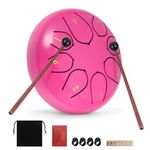 Steel Tongue Drum, SUNJULY 6 Inch 8 Tune Hand Pan Drum Tank Drum With Drumsticks Carrying Bag Percussion Instruments, Tonic Sticker and Travel Bag