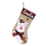 Dreamdecor Christmas Stockings Personalized with Name, 18" Christmas Stocking Deer Gnome Santa Snowman Burlap Plaid Xmas Stocking Holiday Christmas Decoration Gifts for Family Kids