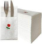 JINYUDOME Dinner Napkins Disposable, Elegant Disposable Napkins for Wedding Party, Decorative Linen Feel Napkins with Built-in Flatware Pocket, Absorbent & Soft, Pack of 50