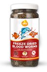 Boltz Freeze Dried Blood Worms Fish Food 25 Grams for Bettas, Tetras, Arowana, Flowerhorn, Oscar Fish of All Life Stages (25 GM), Multi Color