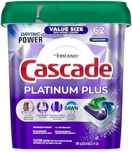 Cascade Platinum Plus Dishwasher Pods, Dish Detergent Soap, Clean Scent, 62 Count