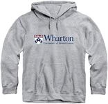 Ivysport University of Pennsylvania Hooded Sweatshirt Wharton Logo, 85% Cotton / 15% Polyester, Grey, Hooded Sweatshirt, Medium