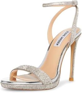 Steve Madden Women's Wafer Heeled Sandal, Rhinestone, 9.5