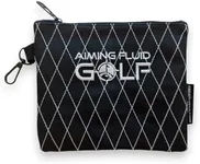 Premium Leather Golf Utility Pouch with Zippered Closure – Luxury Valuables Bag with Diamond Stitching, 360-Degree Metal Clip, and Soft Interior Lining (Black)