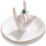 PUDDING CABIN Ring Holder - I Love You Hand, Ceramic Jewelry Dish, Valentine's Day, Wedding, Birthday, Mothers Day Gifts for Women