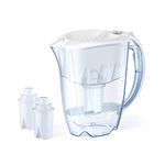 AQUAPHOR 7 Cup White Ideal Fridge Water Filter Pitcher with 3 x B15 Filters, Easy Fill Sliding lid, Reduces Chlorine, limescale and Heavy Metals. BPA Free