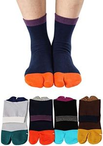 Men's Tabi Socks Flip Flop Split Toe Big Toe Cotton Crew Grip Athletic 4 Pack