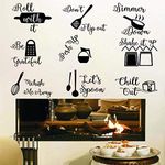 Kitchen Quotes Wall Decal, Roll It Let’s Spoon Sticker, Black Cooking Utensils Wall Art for Kitchen Dining Room Fridge Restaurant Decor