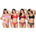 XOZZEY Womens Sexy Lingerie Set for Lace Lingerie Set for Honeymoon, Bridal Bra Panty Set and Swimwear (Pink-Red-Maroon-Black, 34)