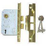 ERA 287-32 2.5-inch 64mm 2-Lever Rebated Door Lock with Brass Effect, Gold