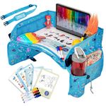 PILLANI Kids Travel Tray - Car Seat Tray for Kids Travel, Road Trip Essentials - Black