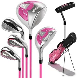 Golf Clubs for Women Right Handed 7-Piece Complete Set with Driver Hybrid 7 Iron 9 Iron Sand Wedge Putter Stand Bag - Beginner Womens Golf Set Pink
