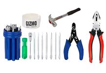 GIZMO Hand Tool Kit 11 Pieces With 8 Pieces Screwdriver, Lineman Plier, Hammer & Wire Stripper/Wire Cutter, Industrial, Plumber Hand Tools Set, Tools For Electronic Repair, Hardware Tools For Home Use
