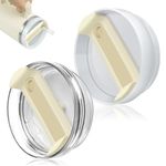 BKBY 2Pcs 40 OZ Tumbler Lid Compatible with Stanley Cup, Durablee Replacement Lids for Stanle Adventure Quencher Travel Tumbler 40 OZ, Spill-Proof Tumbler Cover (Cream White + Cream White Transparent)