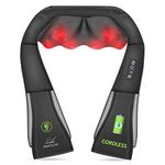 Snailax Shiatsu Neck Massager, Kneading Shoulder Massage with Heat, Neck & Shoulder Shiatsu Massager, Deep Tissue Massage for Body, Use at home and Office, Gifts for Dad (Cordless)