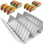 RHBLME 6 Pack Taco Holders, Stainless Steel Taco Tray with Handle, Stylish Taco Shell Holders for 3 Tacos, Use as a Taco Rack to fill Tacos with Ease - Safe for Dishwasher, Oven and Grill