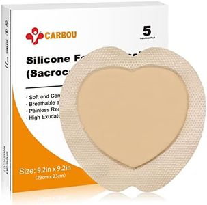 Carbou Silicone Sacrum Foam Dressing, 9''x9''(23cm x23cm) Bordered Silicone Adhesive Sacral Foam Dressing,Silicone Wound Care Products,Box of 5 Dressings