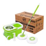 Scotch-Brite Supreme Spin Mop with Steel Spinner Bucket | Big Wheels, Puller Handle & Liquid Soap Dispenser | 360° Easy Floor Cleaning System | Adjustable Telescopic Handle | Extra Refill Available