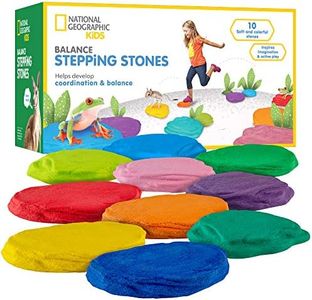 National Geographic Stepping Stones for Kids – 10 Soft, Durable Stones Encourage Toddler Balance & Gross Motor Skills, Indoor & Outdoor Toys, Balance Stones, Obstacle Course (Amazon Exclusive)