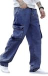 Ben Martin Men's Cargo || Men Cargo Pants || Men Cargo Pants Denim || Loose Pant for Men || Dark Blue Cargos for Men Size 34