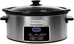 Magnifique 6-Quart Digital Programmable Slow Cooker with Timer - Small Kitchen Appliance for Family Dinners - Serves 6+ People - Heat Settings: Keep Warm, Low and High