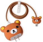 Careflection Premium Cartoon 3D Design Protective Case for 20W iPhone USB-C Power Adapter Charger Cable Protector Sleeve Brown Bear