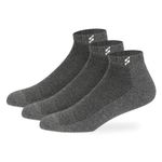 Supersox Ankle Length Sports Socks for Man | Half Terry Cushioned Cotton | Anti-Odour & Antibacterial | Breathable & Moisture Absorbent | Running, Gym & Sneaker | Grey Colour | Pack of 3