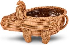 Prosumers Choice Bull Shaped Open Storage Bin - Woven Wicker Basket, Safari Bins Nursery Décor - Creative Organizer for Home - Decorative Serving Basket - 12x6 inches - Brown