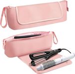 Large Hair Tools Travel Bag, 2 in 1 Hair Tools Travel Bag with Heat Resistant mat, Heat Resistant Hair Travel Bag for Curling Iron, Flat Irons, Straighteners, Hanging Travel Hair Tools Bag (Pink)