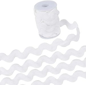 GORGECRAFT 0.78 inch-1.33 inch/20-34mm Wide Rick Rack Trim 10 Yards White Wave Bending Fringe Trim Braided Woven RIC Rac Ribbon Zig Zag Trim for DIY Sewing Crafts Wedding Dress Costumes Party