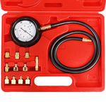 JIFETOR Engine Oil Pressure Gauge Transmission Fluid Diagnostic Tester Tool Kit 12PCS, 500psi Automatic Gearbox Pressure Meter with Hose and Adapters