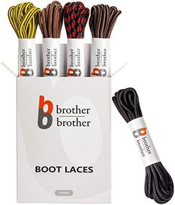 BB BROTHER BROTHER Colored Replacement Boot Laces [5 Pairs] of Heavy Duty Durable and Tough Round Shoe laces for Outdoor, Mountaineering, Winter, Work, Hiking, Hunting, Walking Boots Shoelaces/Strings