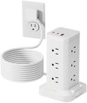 2Pack Power Strip Tower with Surge Protector 1800J, Fast Charging Tower PD20W USB-C Ports with 12 AC Outlets, 10ft Extension Cord for Home Office Dorm Room, White