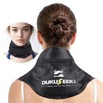 DUKUSEEK Neck Ice Pack Wrap, Reusable Gel Ice Pack for Neck & Shoulder Pain Relief, Hot Cold Compress Therapy Pad with Detachable Strap for Cervical, Swelling & Injuries