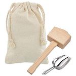 MEETOZ Lewis Bag and Wooden Mallet Crusher, Reusable Canvas Crushed Ice Bags,Wooden Mallet Bar, Steel Ice Scoop, for Summer Bartender Kit & Bar Tools Kitchen Accessory