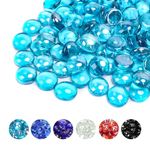 GRISUN 1/2 Inch Caribbean Blue Fire Glass Beads for Fire Pit - 10 Pound Reflective Round Glass, Decorative for Natural or Propane Fireplace, Fire Table, Fish Tank, Vase Fillers and Landscaping