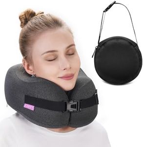 CSJT Travel Pillow Vac Compressed Memory Foam Neck Pillow Airplane,Comfortable,Neck Support,Machine Washable,Airplanes Travel Essentials Accessories for Office,Flight,Cars Breaks Sleeping(Black)