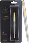 Parker Galaxy Stainless Steel Gold Trim Ball Pen