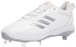 adidas Men's Icon 7 Baseball Shoe, White/Silver Metallic/Silver Metallic, 12