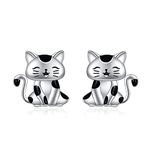 VONALA Cat Earrings 925 Sterling Silver Cat Stud Earrings Kitten Post Earrings Cute Animal Pussy Earrings Cat Jewelry Gifts for Women Teens Girls Cat Lover