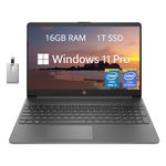 HP 15.6" FHD Laptop, Intel i3-1215U, 16GB RAM, 1TB SSD, Intel UHD Graphics, HD Webcam, Numpad, Wi-Fi 6, Bluetooth, Gray, Windows 11 Pro, 32GB Hotface USB Card