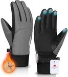 rivmount Winter Gloves Made with 3 M Insulation/Waterproof/Touchscreen for Women Men, Thermal Warm Gloves for Cold Weather Outdoor, Running, Cycling, Ski, Snow, Daily, Hiking, Gray Size XS