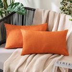 MIULEE Fall Pack of 2 Decorative Outdoor Solid Waterproof Throw Pillow Covers Garden Farmhouse Cushion Cases for Patio Tent Balcony Couch Sofa 12x20 Inch Orange