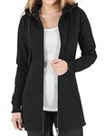 heekpek Women's Hoodie Long Sleeve Zip-Up Hoodies Jacket Solid Color Sweatshirt Long Sport Coat Plus Size with Pockets(Black,XXL)