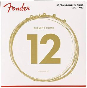 Fender 80/20 Bronze Acousitc Guitar Strings, Ball End, 70L .012-.052