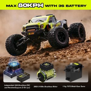 AMORIL 1/10 Brushless RC Car – Green High-Speed Remote Control