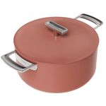 Ember Cookware Arcilla Ceramic Non Stick Dutch Oven 24cm | Metallic lid | Stainless Steel Handles | 1x Spatula | Non Toxic Biryani Pot | Induction Safe| PFAS & PTFE Free | Capri Series | Terracotta