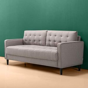 Zinus Benton Sofa Couch, Mediados de siglo, Montaje fácil sin herramientas, Cojines con mechón insertado y cuadrícula, patas cónicas, sofá en una caja, Gris piedra